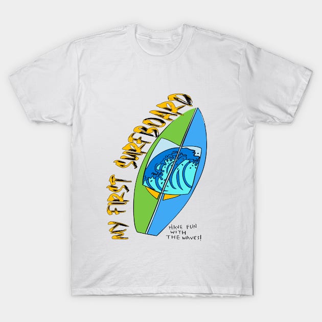 My First Surfboard - Waves T-Shirt by SILVER01